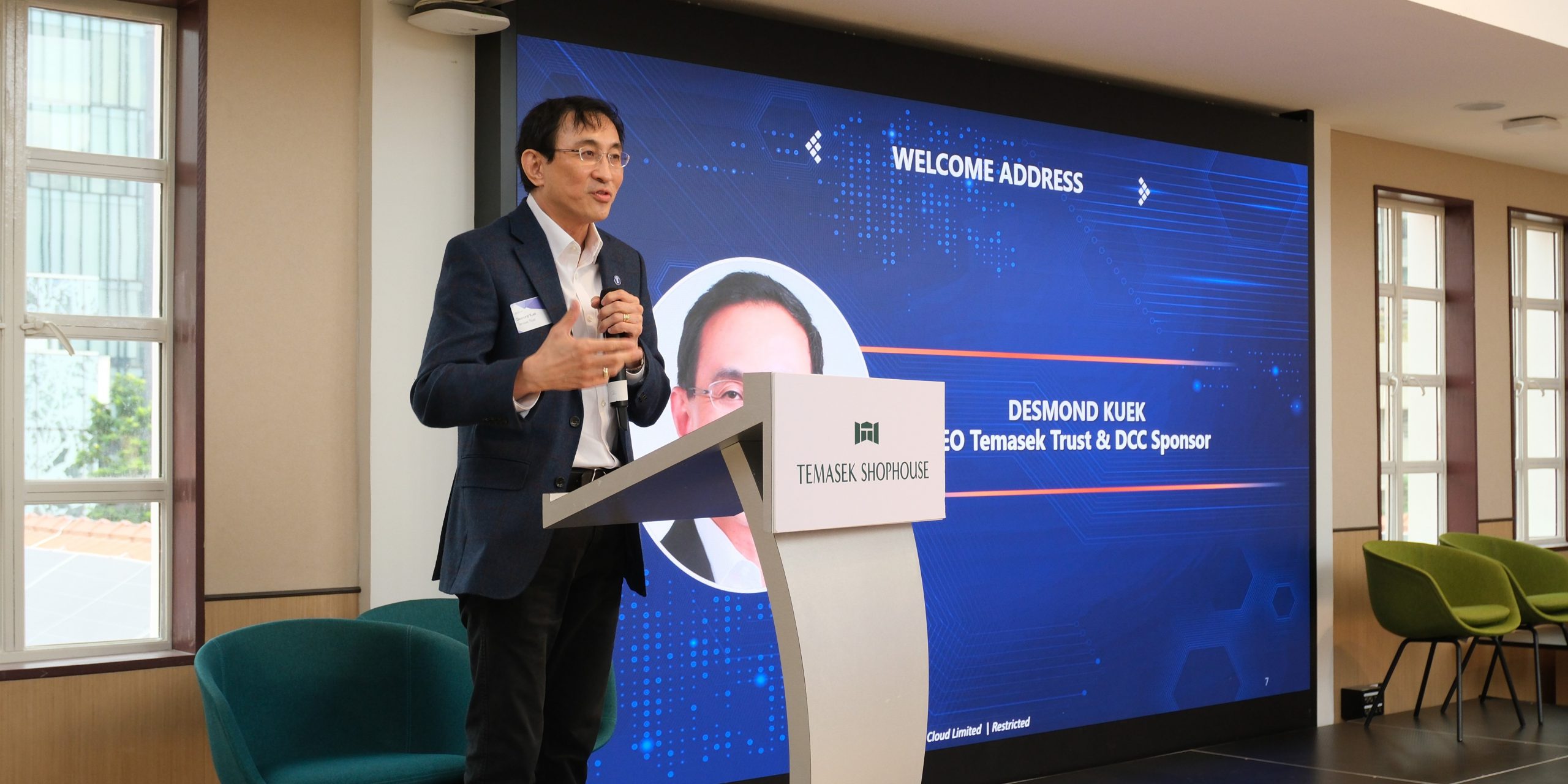 Mr Desmond Kuek, CEO of Temasek Trust and DCC Sponsor, highlighted how digital transformation can help Singapore's social services sector strengthen service delivery and coordination.